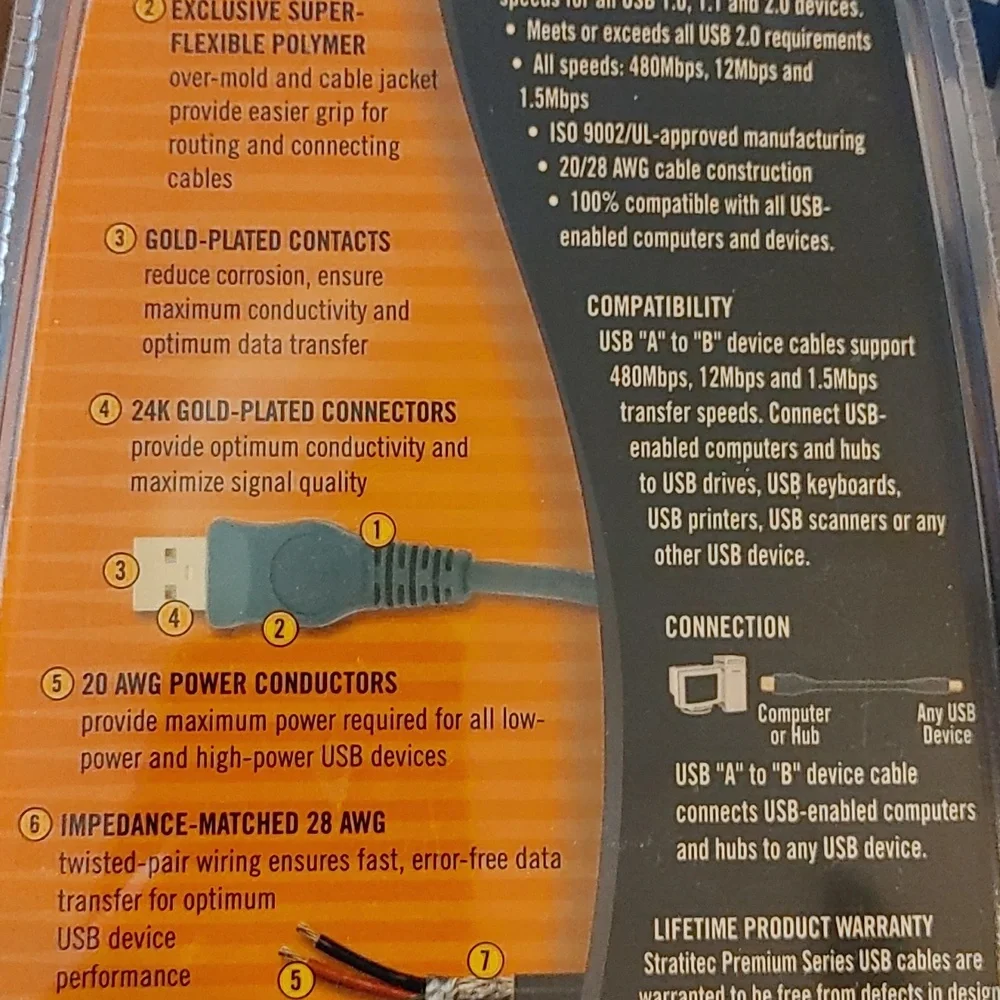 Lot Of 2 USB 2.0 high-speed cables, New